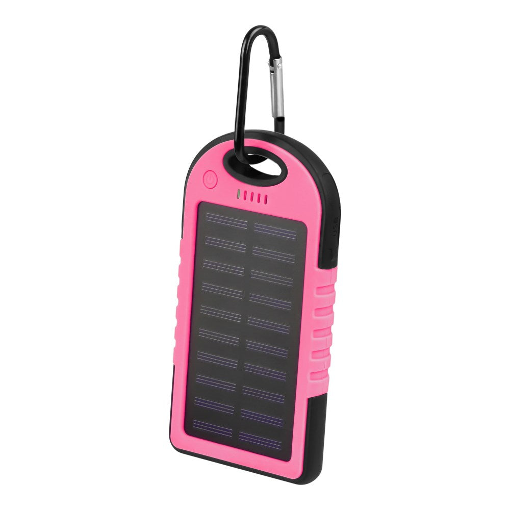 Setty Powerbank med Solcell 5 000 mAh 10W 2 x USB-A - Pink