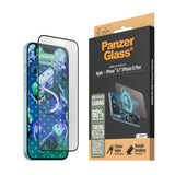 iPhone 16 Plus PanzerGlass Ultra Wide Fit Skärmskydd m. EasyAligner - Anti-Reflective - Diamond Strength - Genomskinlig / Svart Kant