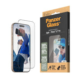 iPhone 16 Pro PanzerGlass Ultra Wide Fit Skärmskydd m. EasyAligner - Diamond Strength - Genomskinlig / Svart Kant