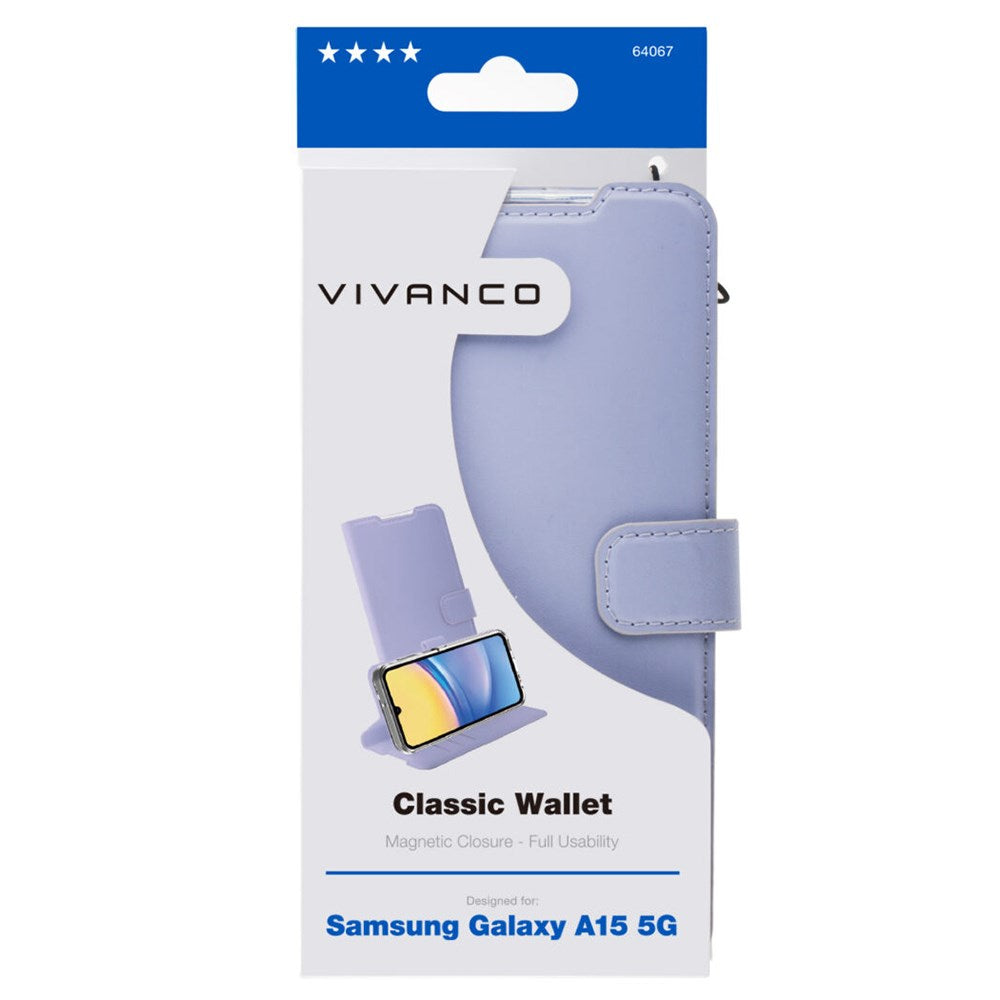 Samsung Galaxy A15 (5G) / A15 Vivanco Classic Plånboksfodral - Lila