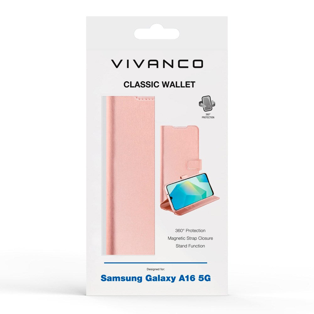Samsung Galaxy A16 - Vivanco Classic Wallet Flip Fodral m. Ficka - Rosa