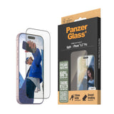 iPhone 16 Pro PanzerGlass Ultra Wide Fit Skärmskydd m. EasyAligner - EyeCare - Diamond Strength - Genomskinlig / Svart Kant