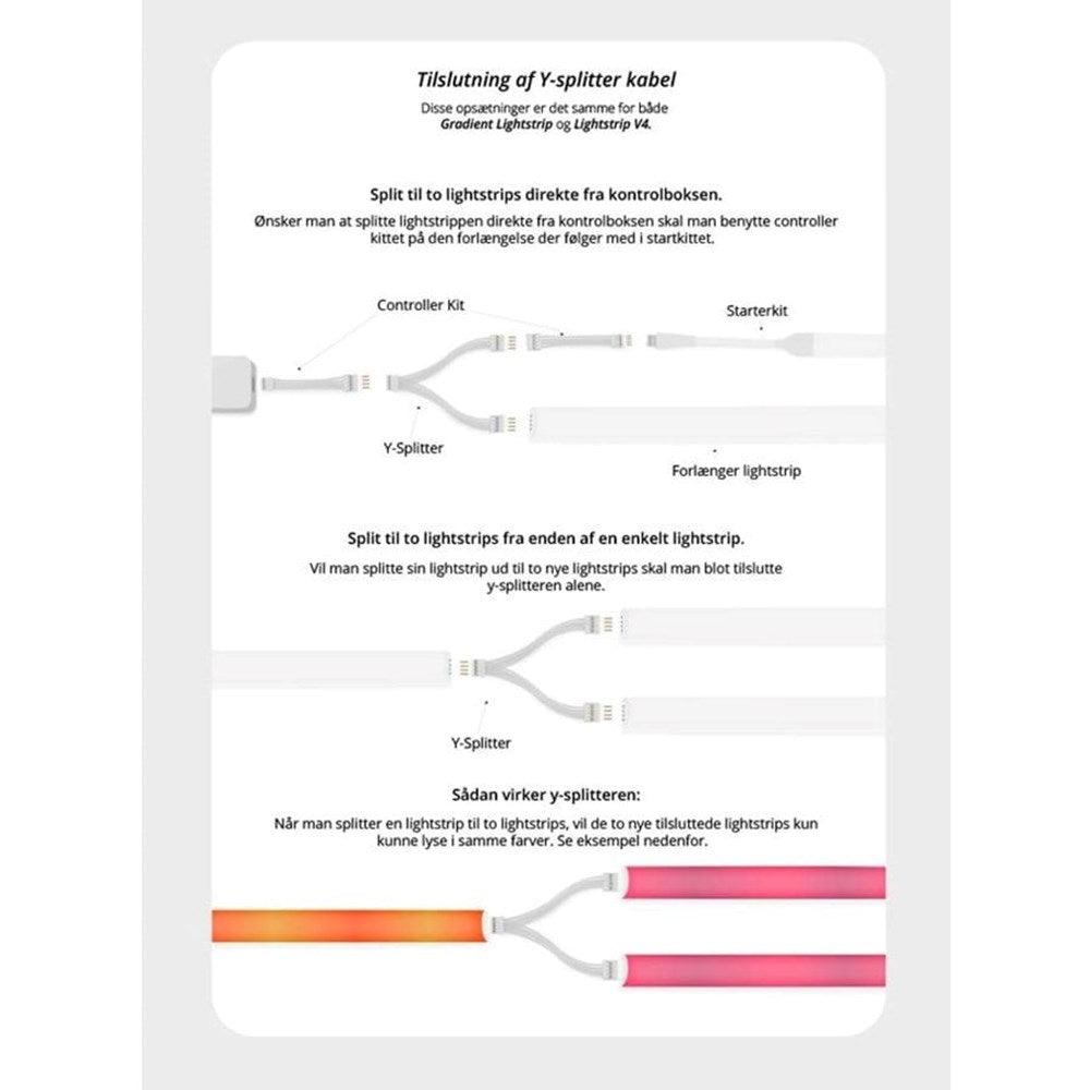 Light Solutions - Philips Hue Gradient LightStrip Y-Splitter Kabel - Vit