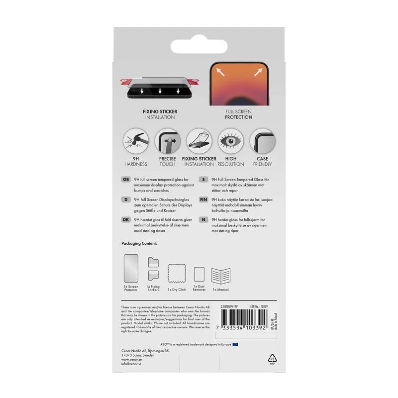 iPhone 18 Pro / 17 Pro / 16 Pro X2O Full Screen Skärmskydd i Härdat Glas - Transparent / Svart Kant