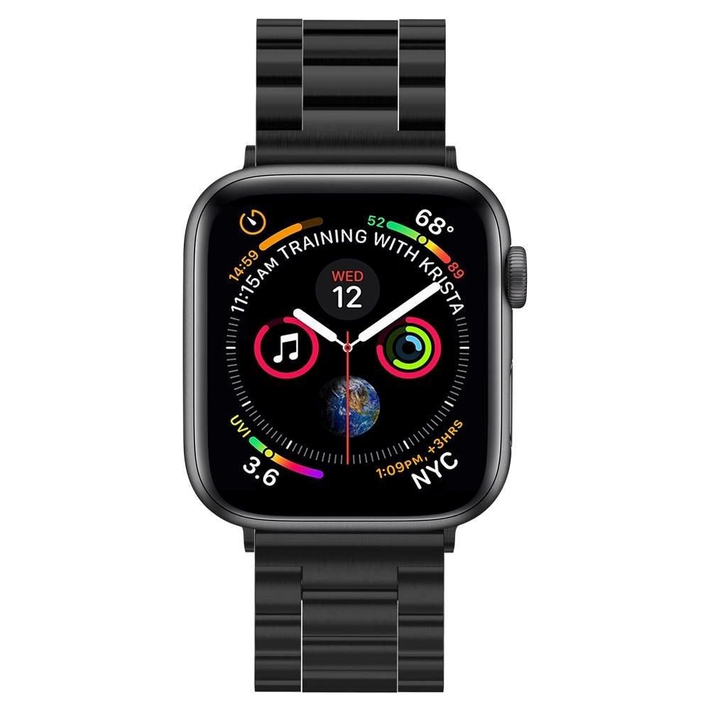 Apple Watch (42/44/SE/45/46/49mm) Spigen Modern Fit Rem Rostfritt Stål - Svart