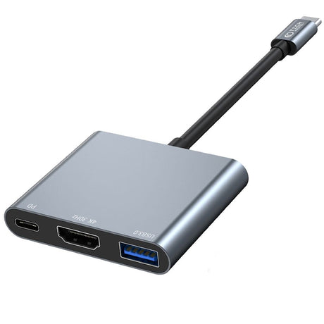 Tech-Protect 3i1 USB-C Multiport V1-hubb - USB-A / USB-C / HDMI - Grå