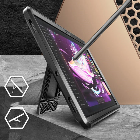 Samsung Galaxy Tab S9 FE+ (Plus) Cover - Supcase Beetle Unicorn Pro Skal med Skyddsfilm - Svart