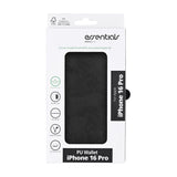 iPhone 16 Pro Essentials Konstläder Fodral m. Korthållare & Ställfunktion - Svart