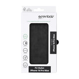 iPhone 16 Pro Max Essentials Konstläder Fodral m. Korthållare & Ställfunktion - Svart