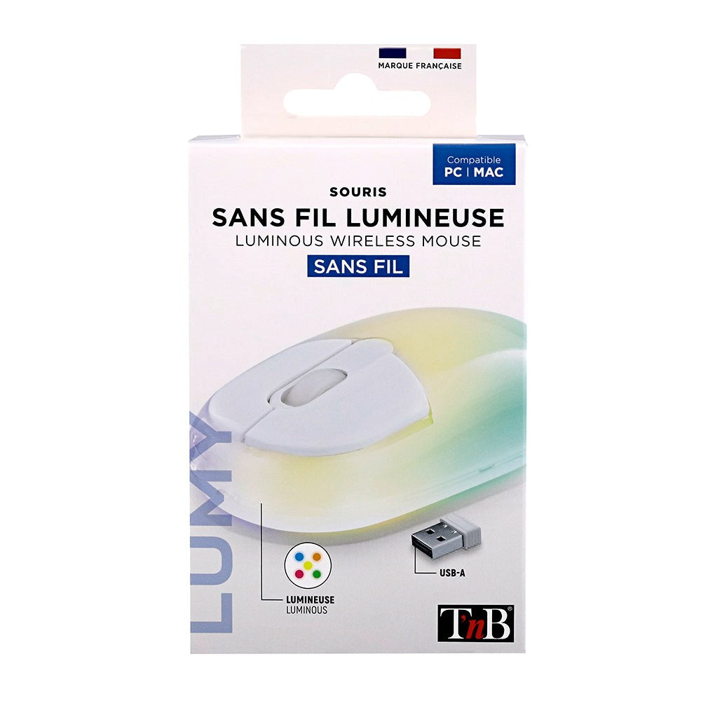 T'NB Souris Sans File Trådlös USB-A-mus med Ljus - Transparent / Multi