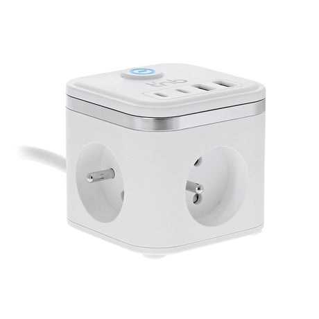 T'NB 7-i-1 Grenuttag - 3 x Uttag / 2 x USB-C / 2 x USB-A - Vit