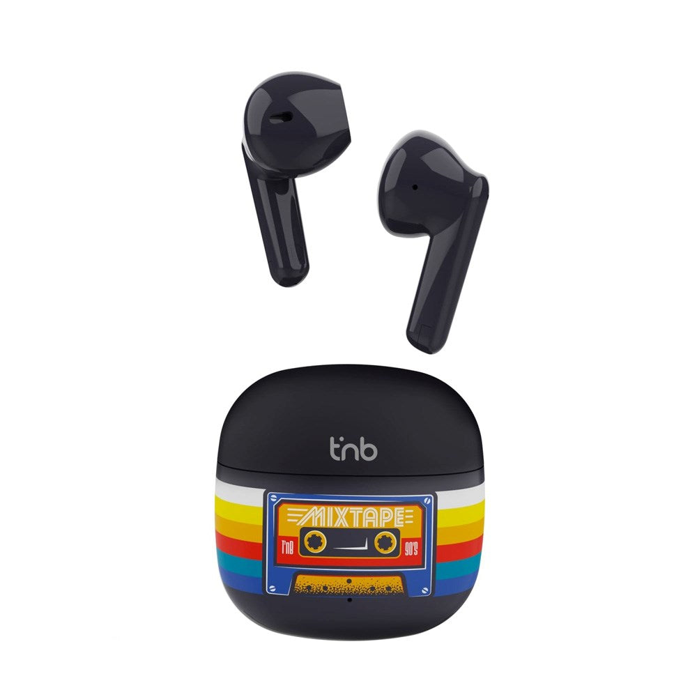 T'NB ORIGIN Trådlösa In-Ear Hörlurar med Laddfodral - Kassettband Design