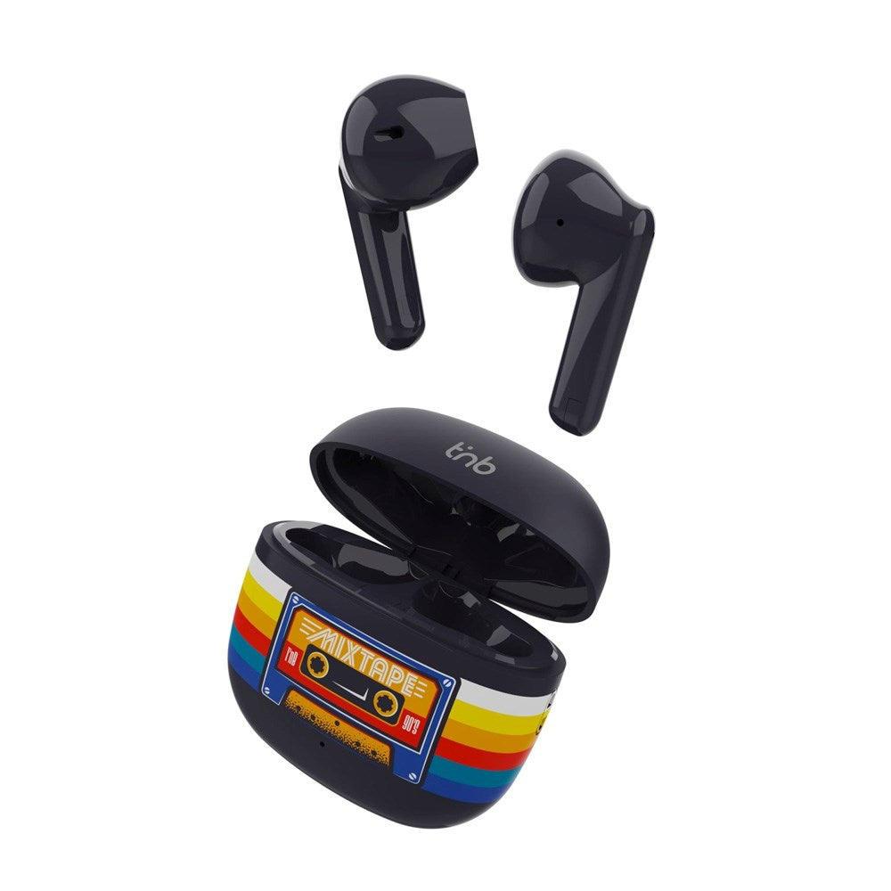 T'NB ORIGIN Trådlösa In-Ear Hörlurar med Laddfodral - Kassettband Design
