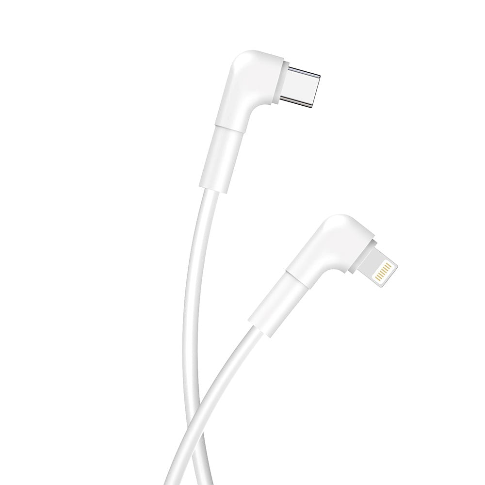 Maxlife USB-C till Lightning Vinklad Kabel 27W - 1m - Vit