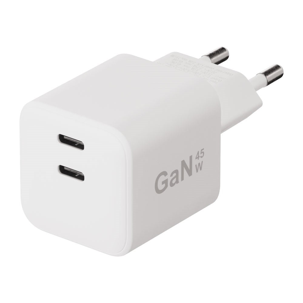 X2O 45W GaN Väggladdare m. 2x USB-C - Vit