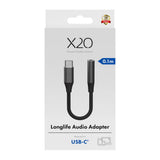 X2O Longlife USB-C till 3.5mm AUX Ljud Adapter - 0.1m - Svart