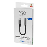 X2O Longlife USB-C till 3.5mm AUX Ljud Adapter - 0.1m - Svart