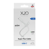 X2O Superflex 60W USB-C till USB-C Kabel - 1.5m - Vit