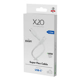 X2O Superflex 60W USB-C till USB-C Kabel - 1.5m - Vit