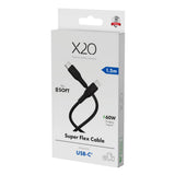 X2O Superflex 60W USB-C till USB-C Kabel - 1.5m - Svart