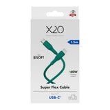X2O Superflex 60W USB-C till USB-C Kabel - 1.5m - Grön
