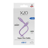 X2O Superflex 60W USB-C till USB-C Kabel - 1.5m - Lila
