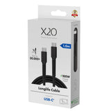 X2O Longlife 100W USB-C till USB-C Kabel - 1m - Svart