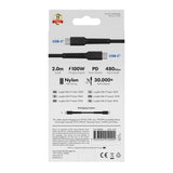 X2O Longlife 100W USB-C till USB-C Kabel - 2m - Svart