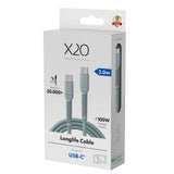 X2O Longlife 100W USB-C till USB-C Kabel - 2m - Blå