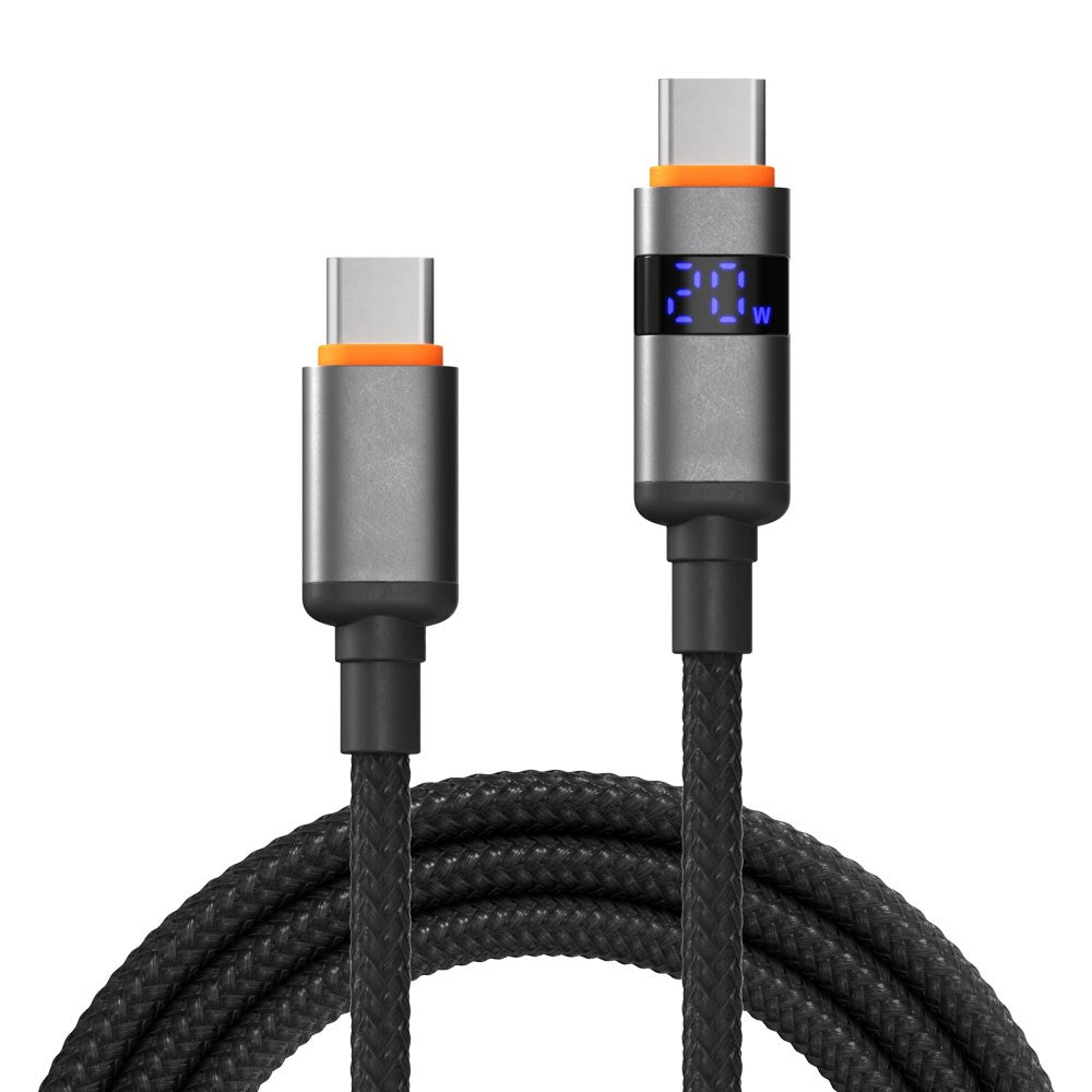 X2O Longlife 100W USB-C till USB-C Kabel m. LED Display - 1.5m - Svart