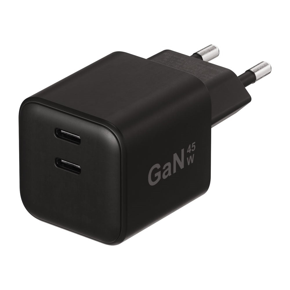 X2O 45W GaN Väggladdare m. 2x USB-C - Svart