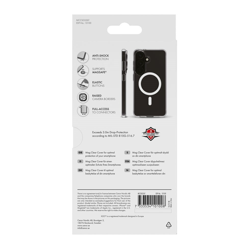 Samsung Galaxy S26 X2O Mag Clear Skal - MagSafe Kompatibel - Genomskinlig