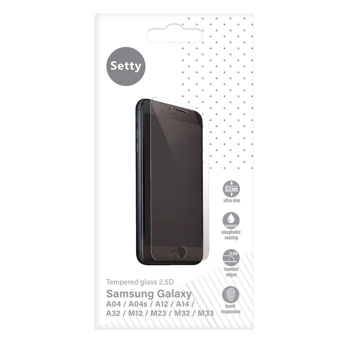 Samsung Galaxy A04s / A12 / A14 (5G) / A32 (5G) / M12 / M23 / M32 / M33 Setty Skärmskydd Härdat Glas - Case Friendly - Genomskinlig