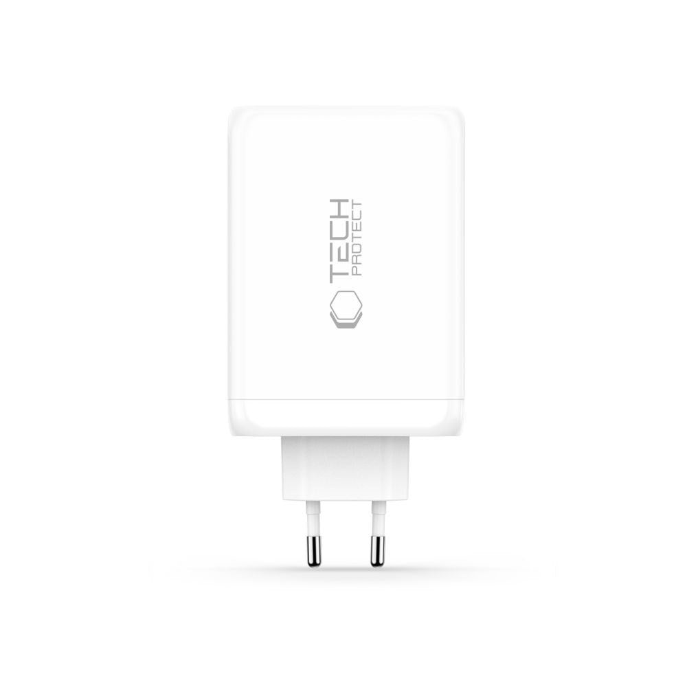 Tech-Protect 240W Väggladdare m. 3x USB-C & 1x USB-A - Vit