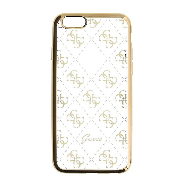 iPhone 6/6s Guess Signature Heard - Transparent Skal TPU - Guld