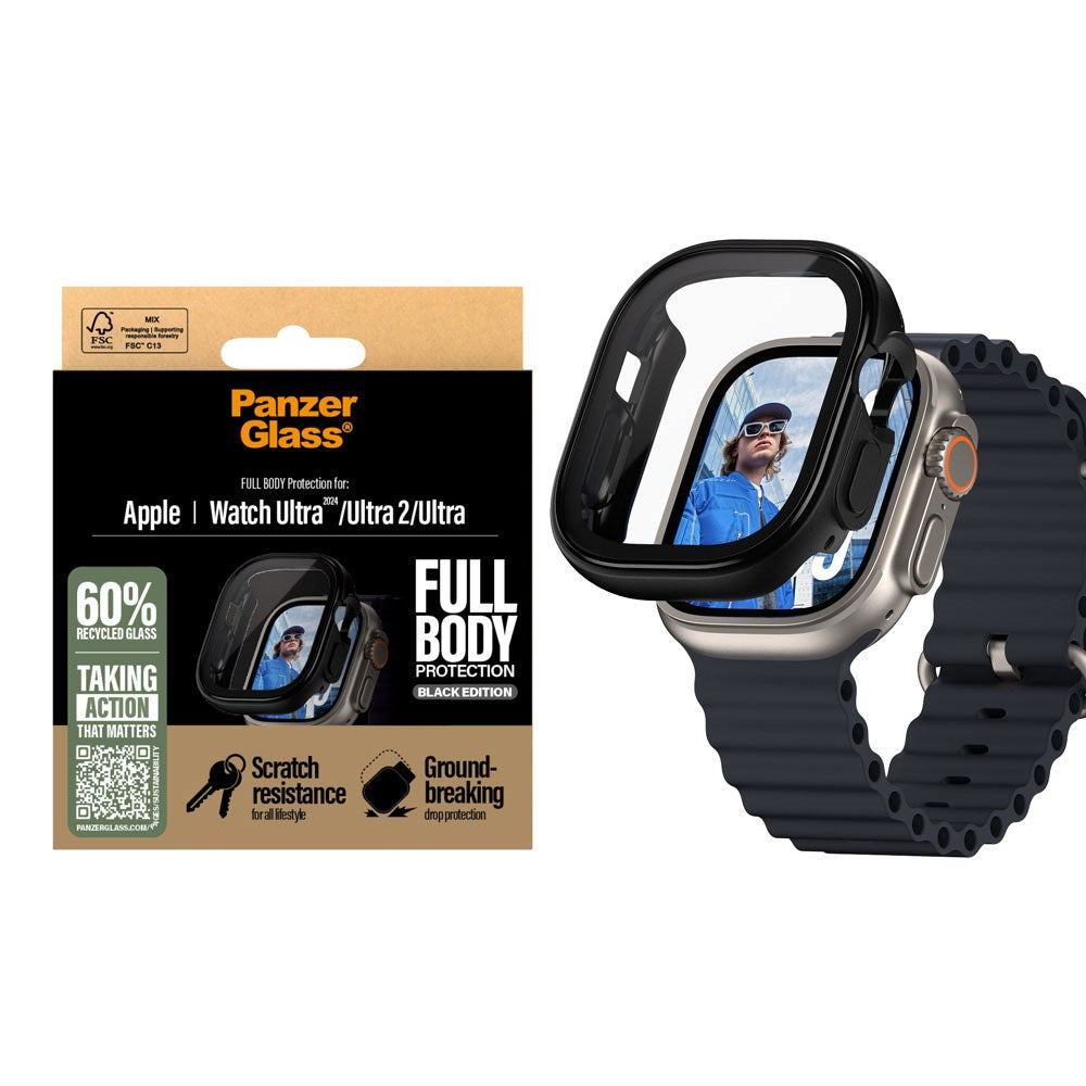 PanzerGlass Apple Watch Ultra 1/2 (49mm) Snappie Full Body Fodral med Inbyggt Skärmskydd - Svart