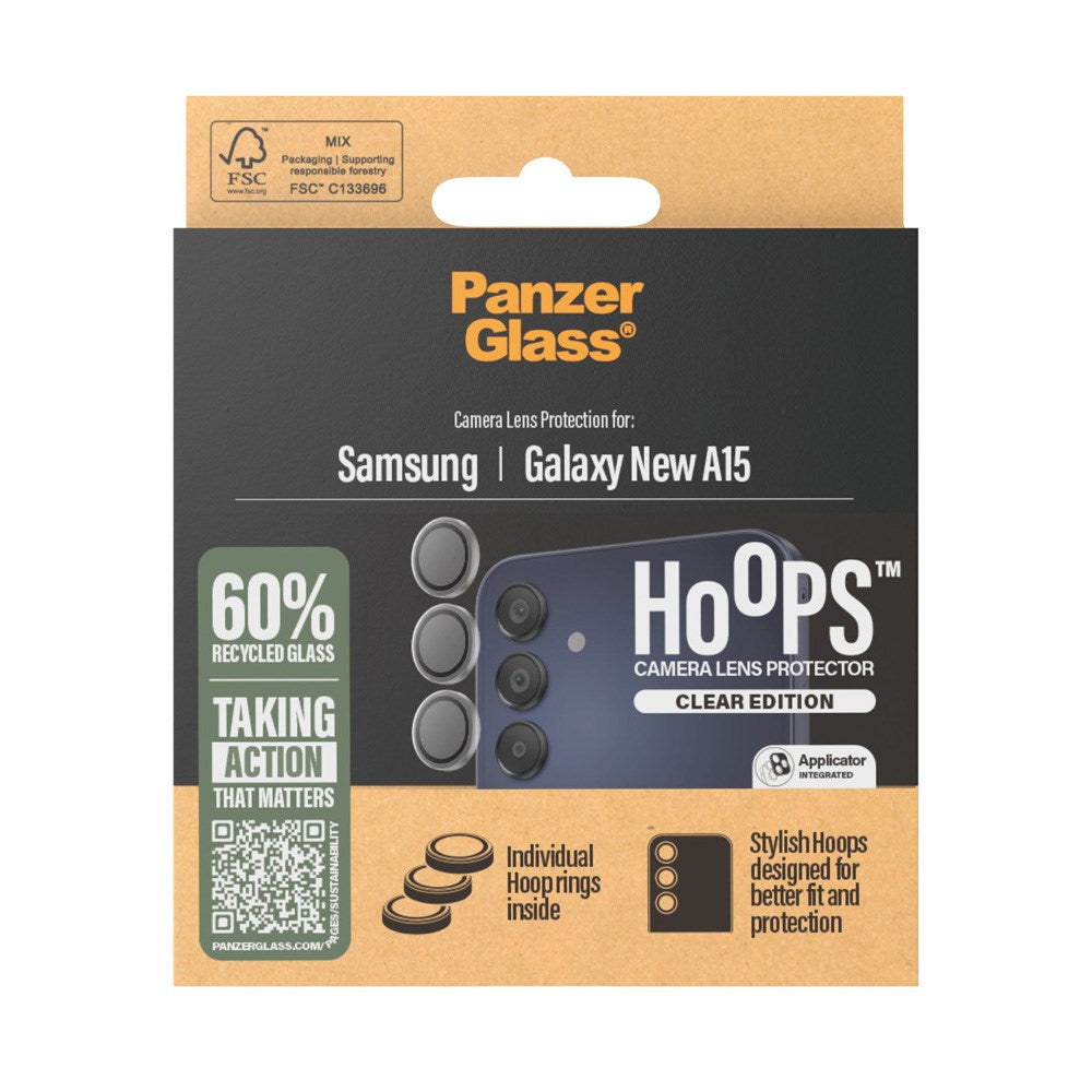 Samsung Galaxy A16 (4G/5G) PanzerGlass Hoops - Kameraskydd - Genomskinlig / Svart