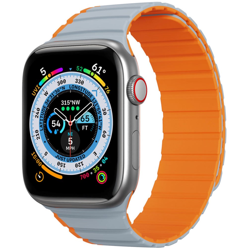 Apple Watch (42/44/SE/45/46/49mm) DUX DUCIS LD-Series Magnetisk Rem Silikon - Grå / Orange