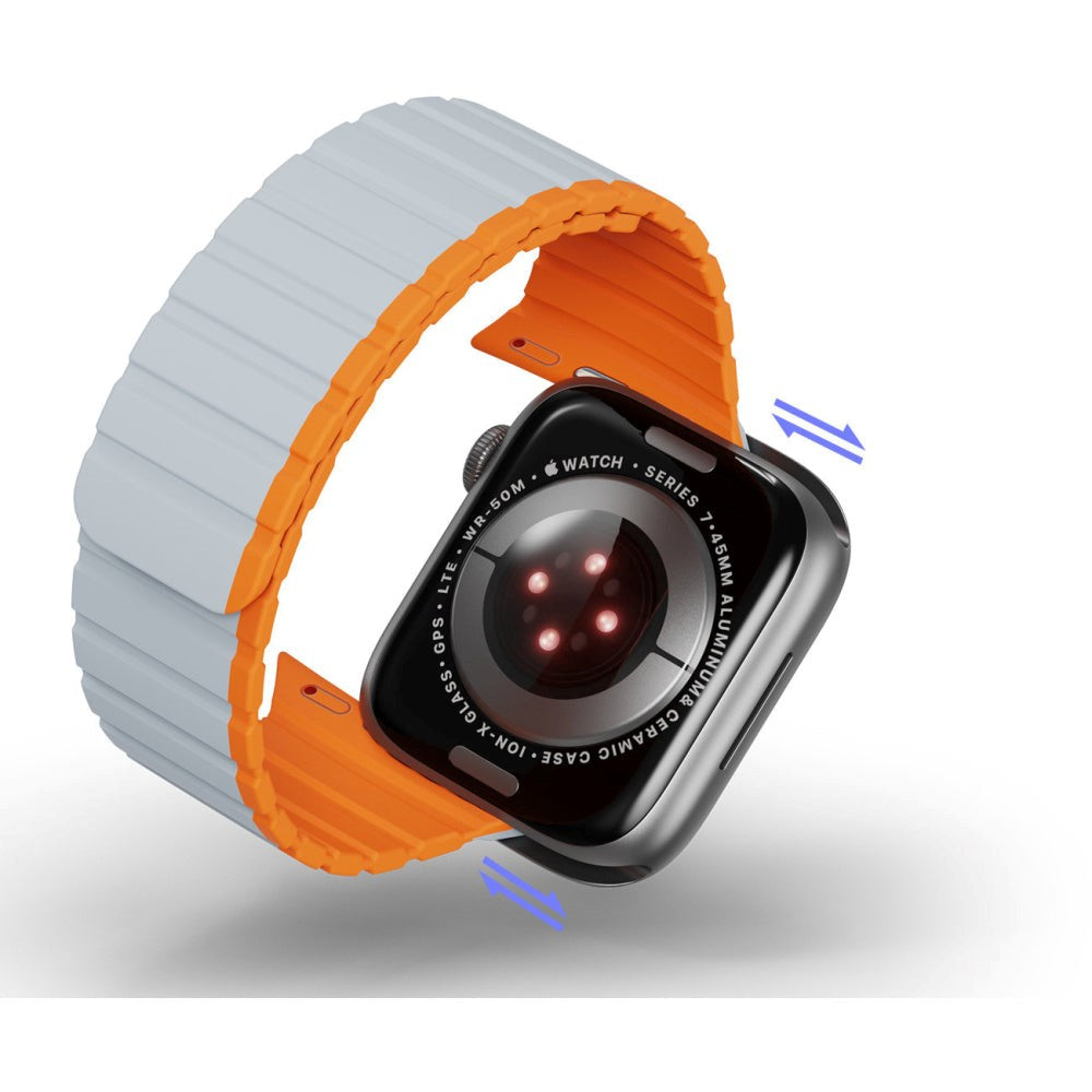 Apple Watch (42/44/SE/45/46/49mm) DUX DUCIS LD-Series Magnetisk Rem Silikon - Grå / Orange