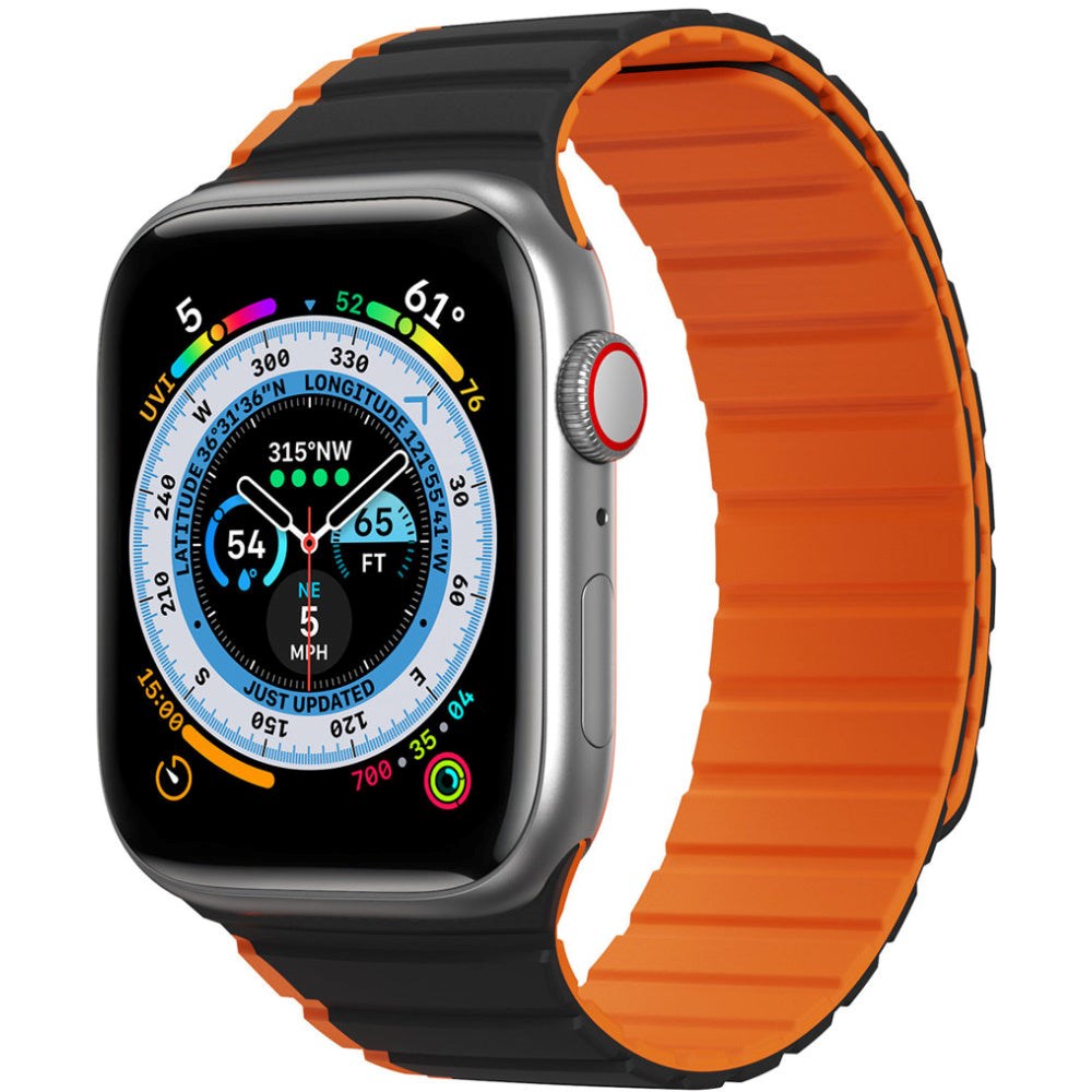 Dux Ducis Apple Watch (38/40/SE/41/42mm) LD-Series Magnetisk Silikonrem - Svart / Orange