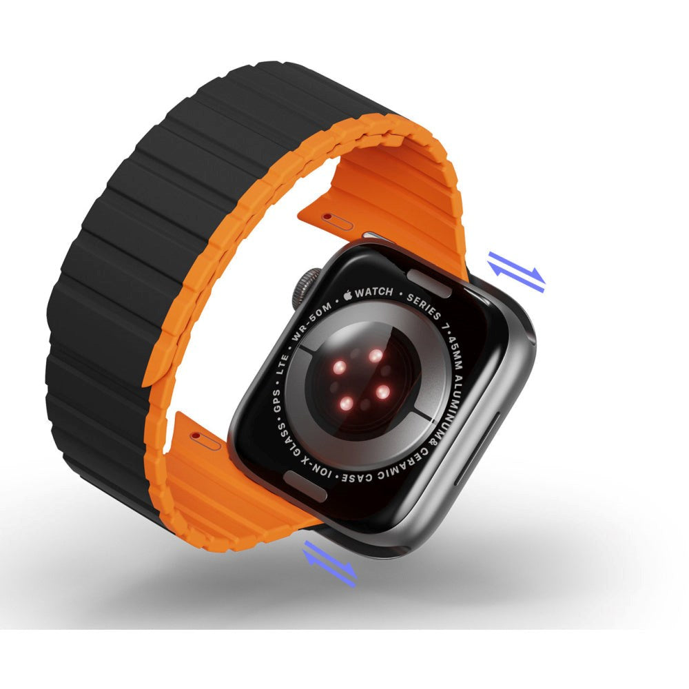 Dux Ducis Apple Watch (38/40/SE/41/42mm) LD-Series Magnetisk Silikonrem - Svart / Orange