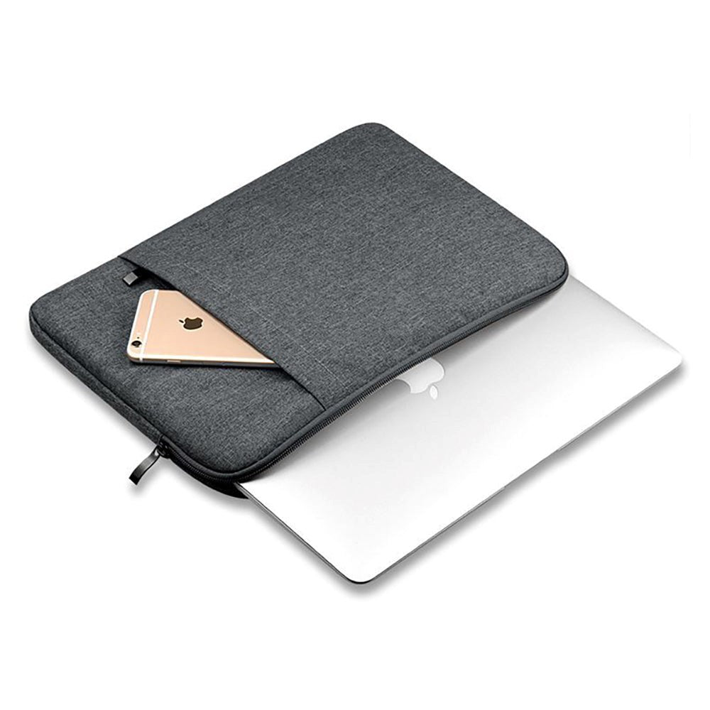 Tech-Protect Tyg Laptop Sleeve 13-14" med extra ficka (33 x 24 cm) - Mörkgrå