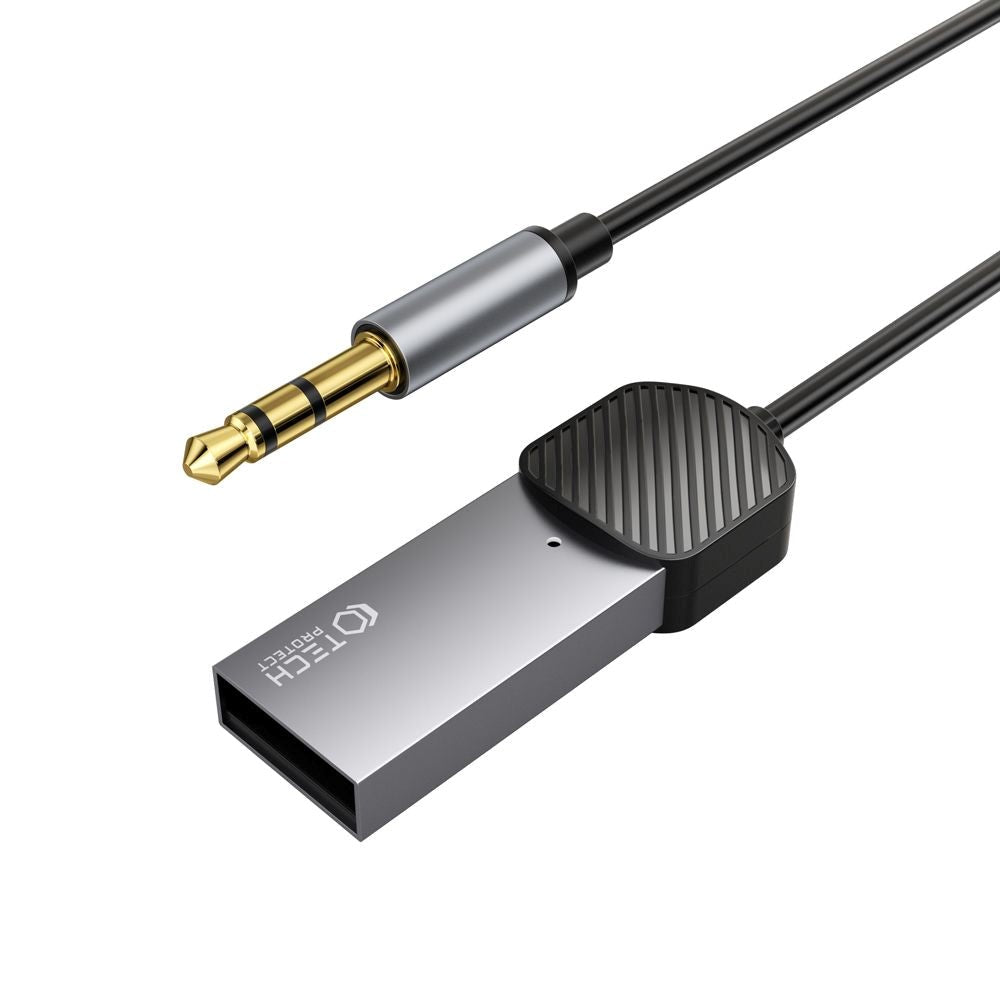 Tech-Protect Ultraboost USB till AUX-kabel med Bluetooth - 1m - Grå