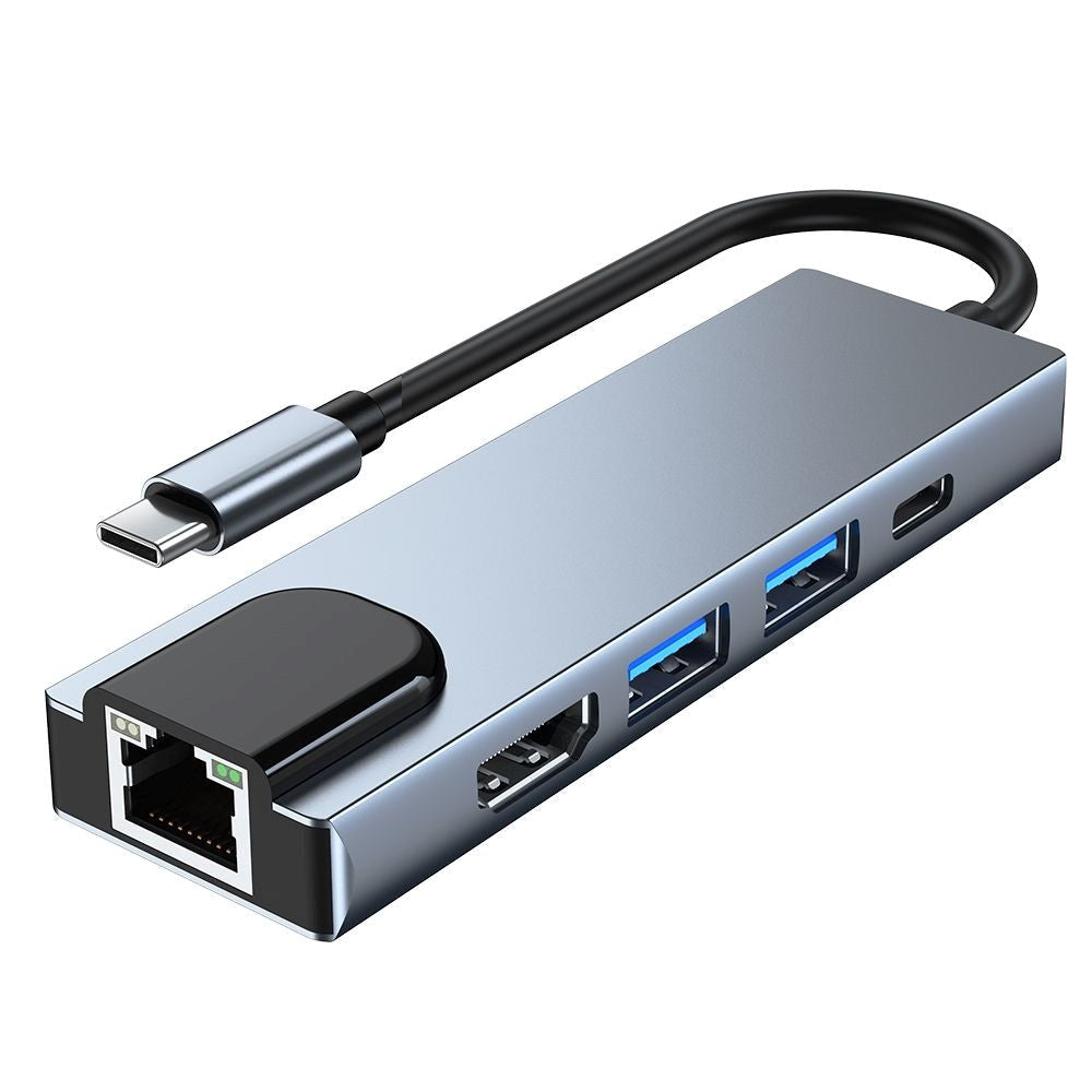 Tech-Protect 5in1 USB-C Multiport Hub-HDMI / USB-C / Ethernet / 2 X USB-A-Grå