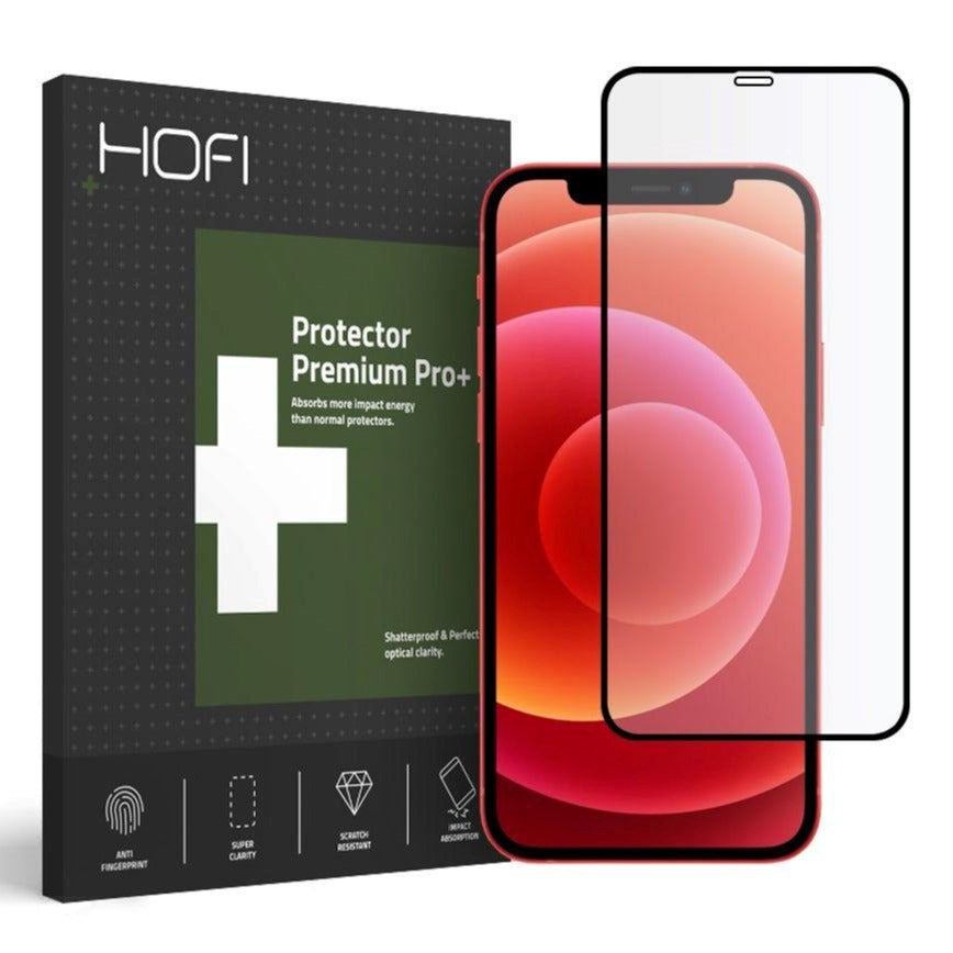 iPhone 12 / 12 Pro HOFI Full Pro+ Skärmskydd Härdat Glas - Skalvänligt - Svart