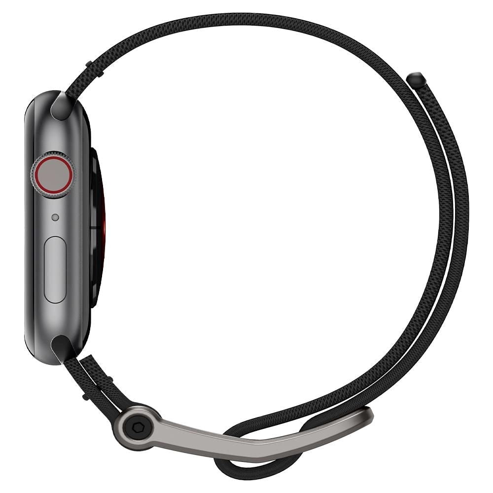 Apple Watch (42/44/SE/45/46/49mm) Spigen Durapro Flex Rem Tyg med Zink-spänne - Svart