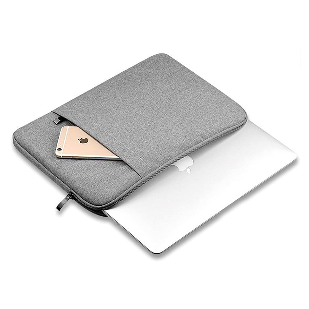 Tech-Protect Tyg Laptop Sleeve 13-14" med extra ficka (33 x 24 cm) - Ljusgrå