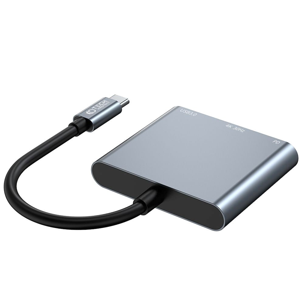 Tech-Protect 3i1 USB-C Multiport V1-hubb - USB-A / USB-C / HDMI - Grå