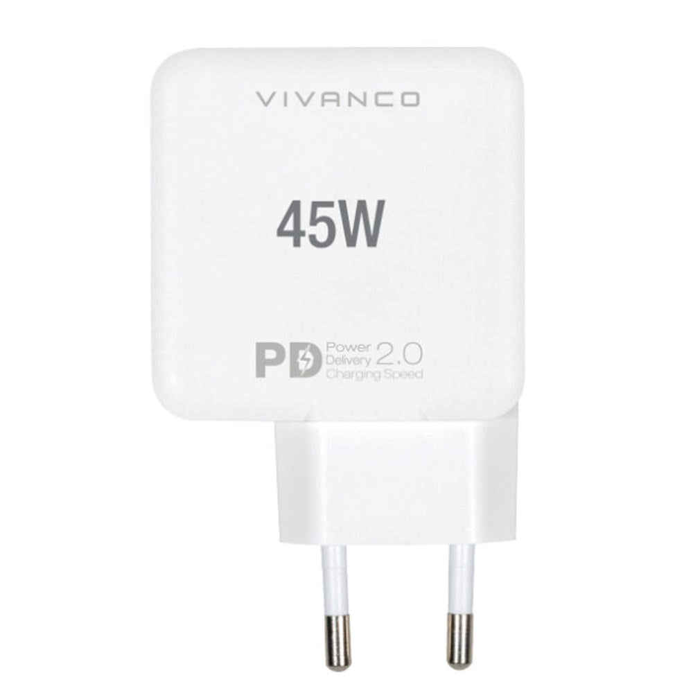 Vivanco 45W Super Fast Dual Charge Väggladdare USB-C - PD (Power Delivery) - Vit