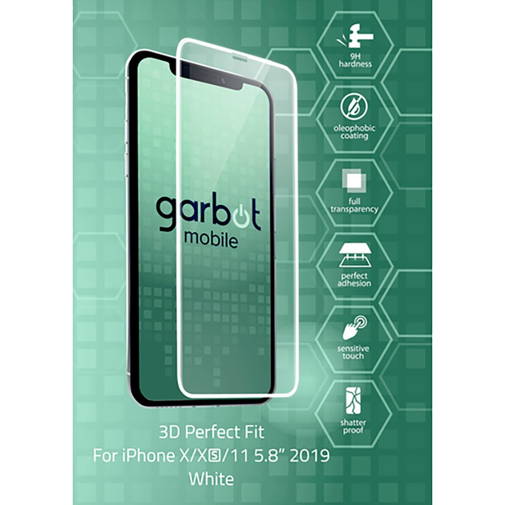 iPhone 11 Pro / Xs / X Garbot 3D Perfect Fit Skärmskydd - Case Friendly - Genomskinlig / Vit Kant